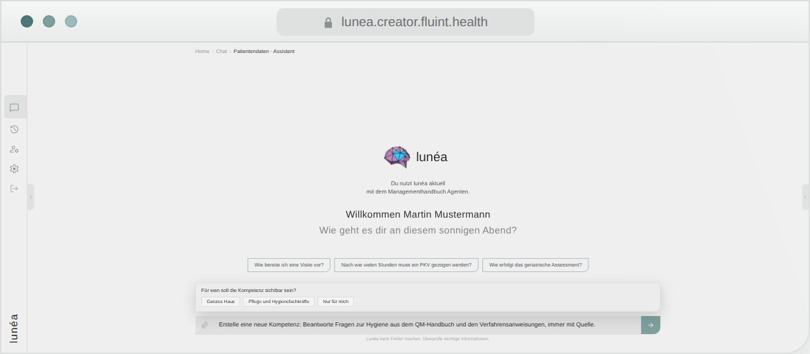 lunéa skill creation: a new skill is described in chat and the assistant asks who should be able to use it